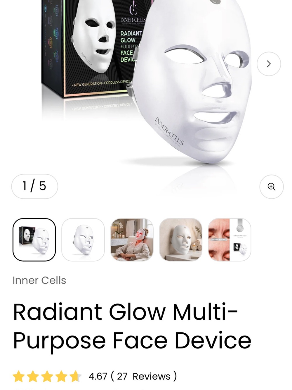 Radiant Glow LED Face Mask - White